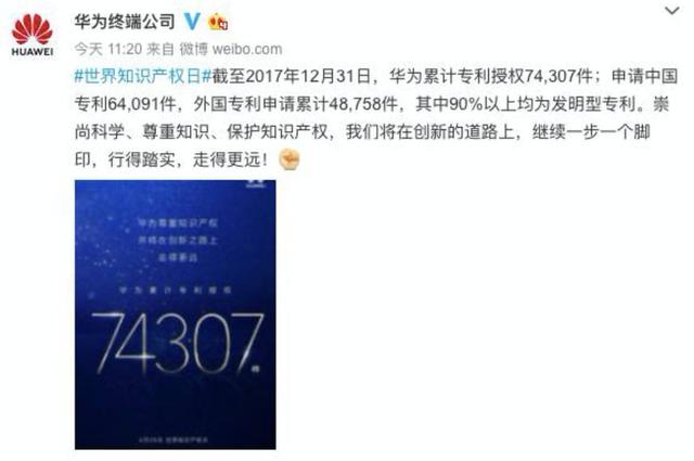 華為高調曬專利數(shù)!厲害了,我的華為!